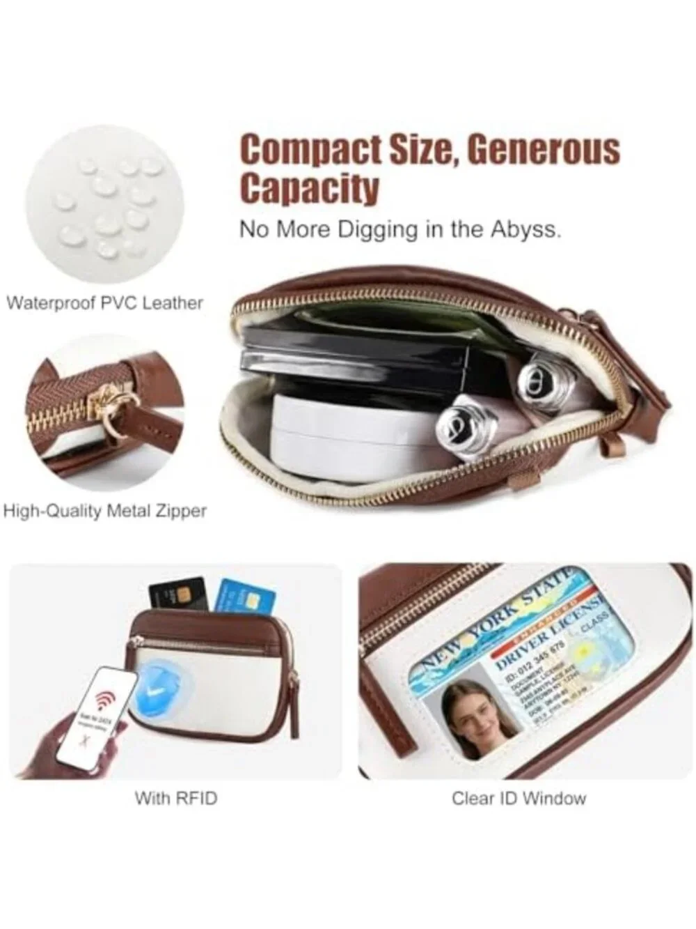 Stylish Leather Wallet Crossbody with Clip and Go Strap for Phones - Versatile